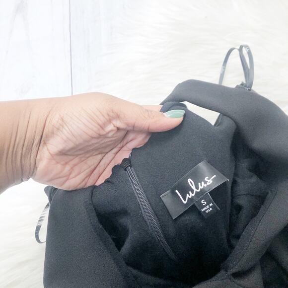 Lulus Womens Modern Maiden Asymmetrical Hem Midi Dress Black Back Zip Small - Picture 3 of 6